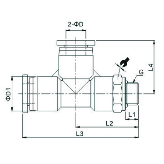 Conector rapid push-In T radial filet exterior