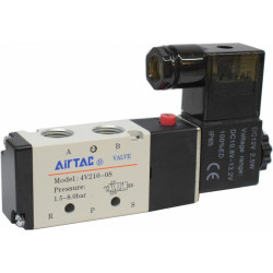 Electrovalva monostabila 5/2 seria 4V200 cu bobina si conector cu led prezenta tensiune G1/4"