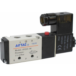 Electrovalva monostabila 5/2 seria 4V200 cu bobina si conector cu led prezenta tensiune G1/8"