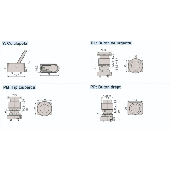 Distribuitor actionat mecanic seria 200 schema 3/2 - filet 1/8