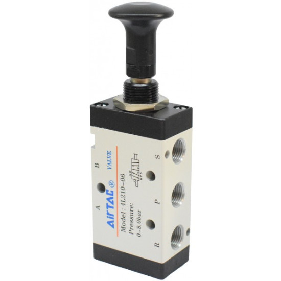 Distribuitor manual push-pull seria 100 schema 3/2 filet 1/8