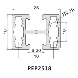 Profil extrudat aluminiu PEP 2518
