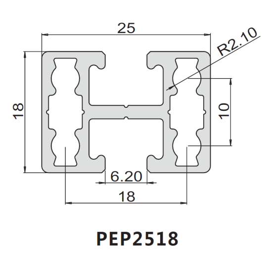 Profil extrudat aluminiu PEP 2518