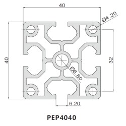 Profil extrudat aluminiu PEP 4040
