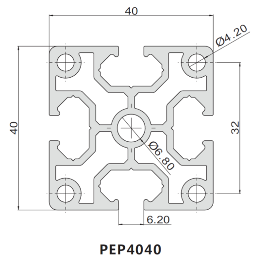 Profil extrudat aluminiu PEP 4040