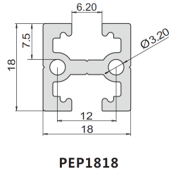 Profil extrudat aluminiu PEP 1818