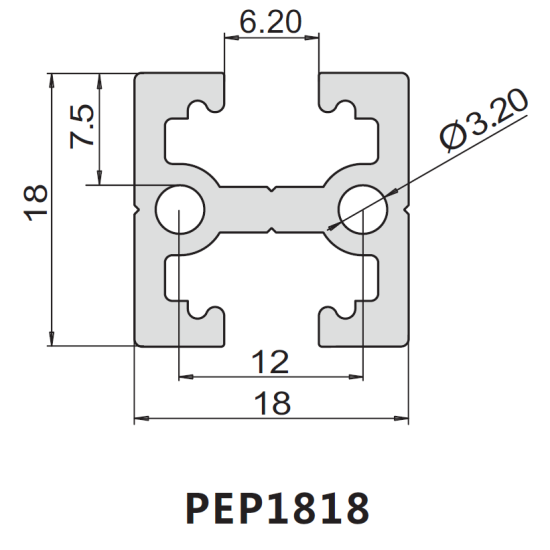 Profil extrudat aluminiu PEP 1818