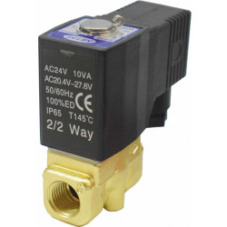 Vana control fluide din alama normal inchisa orificiu 3 mm cu bobina si conector filet 1/4"
