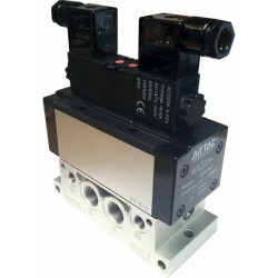 Electrovalva 5/3 centru inchis ISO 5599/3 size 3 bistabila cu bobine si conectori cu led prezenta tensiune 