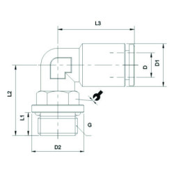 Conector push-in cot 90 grade complet metalic