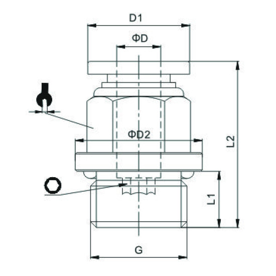 Conector push-in drept