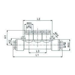 Conector rapid egal cu 3 iesiri push-in