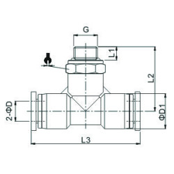  Conector rapid push-In T axial filet exterior