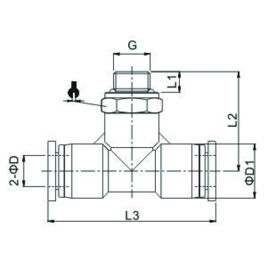  Conector rapid push-In T axial filet exterior