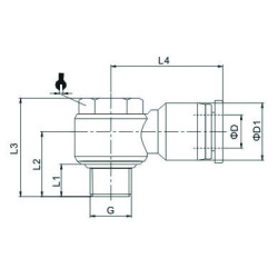 Conector rapid push-in 90 grade BANJO cu filet exterior
