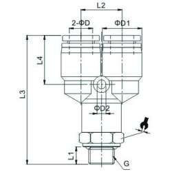 Conector rapid push-in Y cu filet exterior 