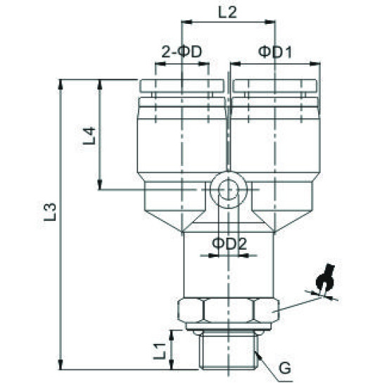 Conector rapid push-in Y cu filet exterior 