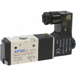 Electrovalva seria  3V100 3/2 NO cu bobina si conector cu led prezenta tensiune G1/8"