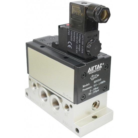 Electrovalva  size 2 5/2 ISO 5599/1 cu bobina si conector cu led prezenta tensiune 