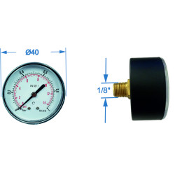 Manometru carcasa metalica posterior Ø40 0-1 bar