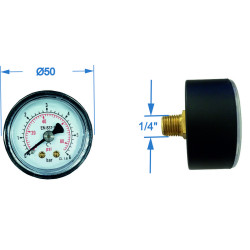 Manometru carcasa metalica posterior Ø50 0-6 bar