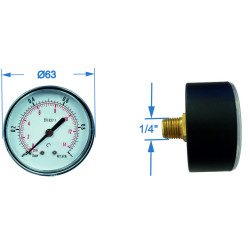 Manometru carcasa metalica posterior Ø63 0-1 bar
