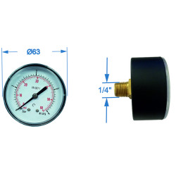 Manometru carcasa metalica posterior Ø63 0-4 bar