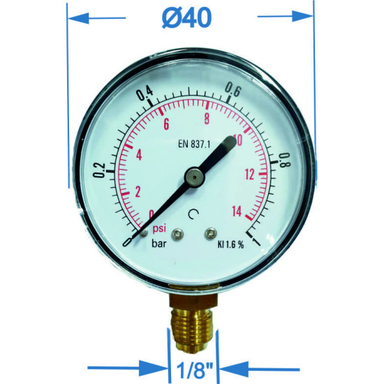 Manometru carcasa metalica radial Ø40 0-1 bar