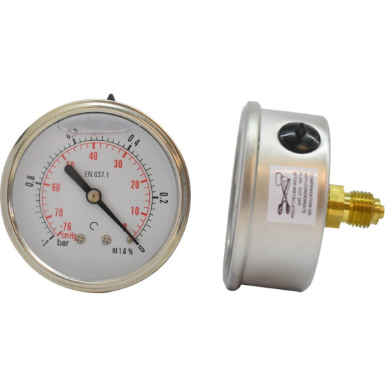 Manometru posterior G1/4 D63 0-1 bar carcasa inox cu glicerina